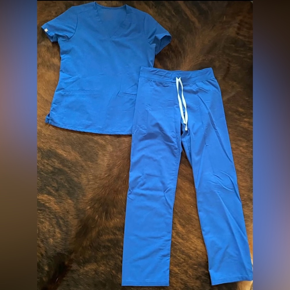 Figs Royal Blue Scrub Set